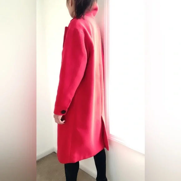 OVERSIZED LAPEL LONG COAT - RED SIZE S - Picture 3 of 6